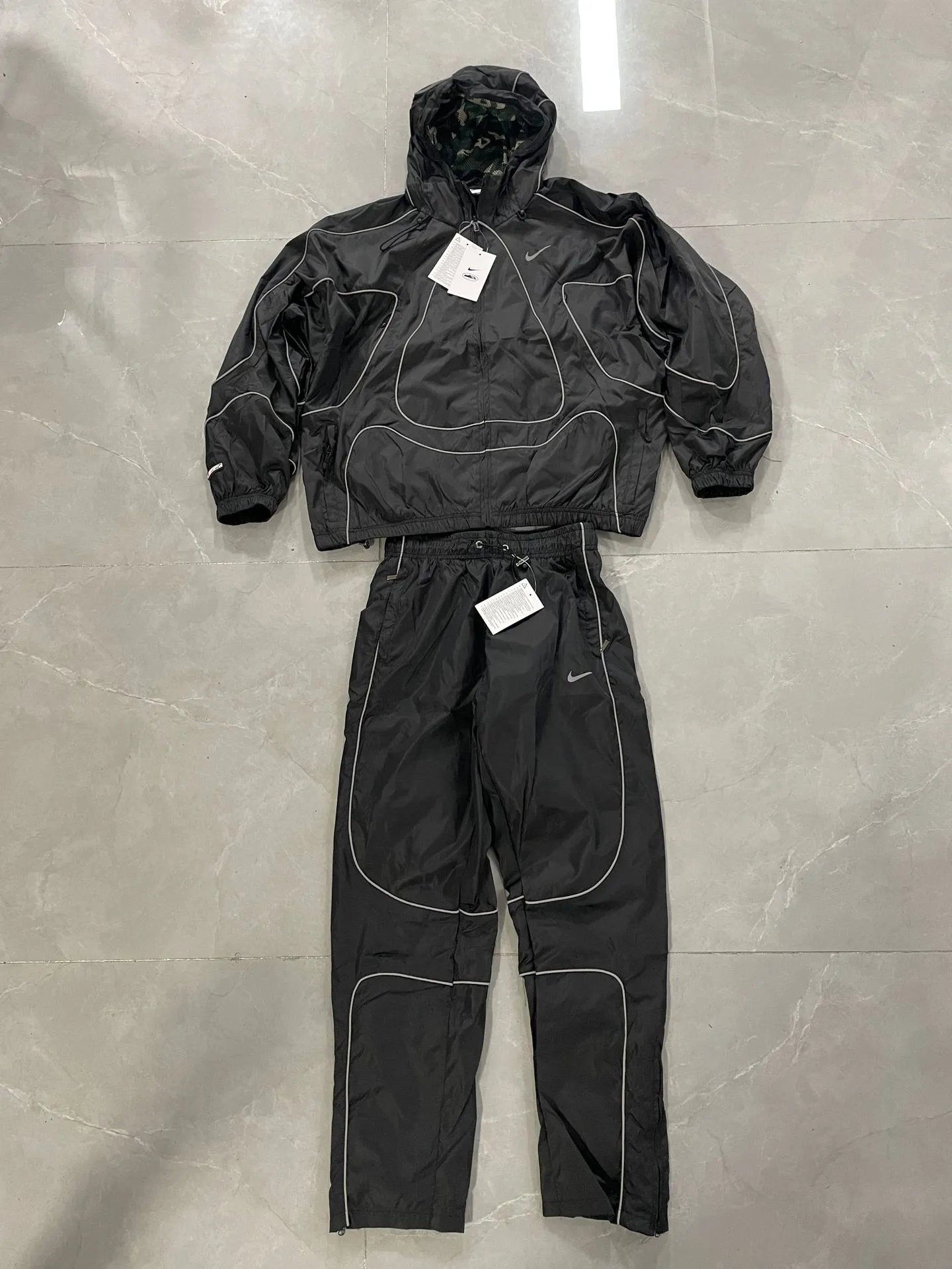 Nike Track Pants Black with White Piping - 4