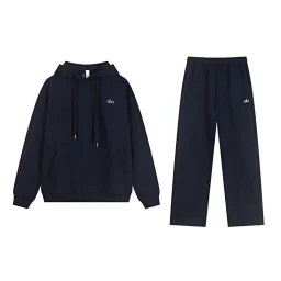 thumbnail for alo*Autumn/Winter Sports Hooded Sweatshirt Set Relaxed Fit Unisex cotton Hoodie Set