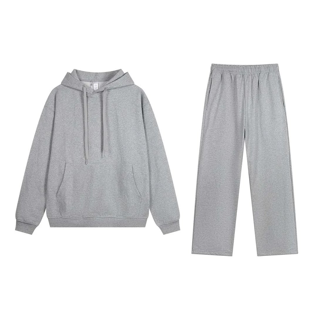 Grey hoodie straight leg pants set (newly upgraded version in August)