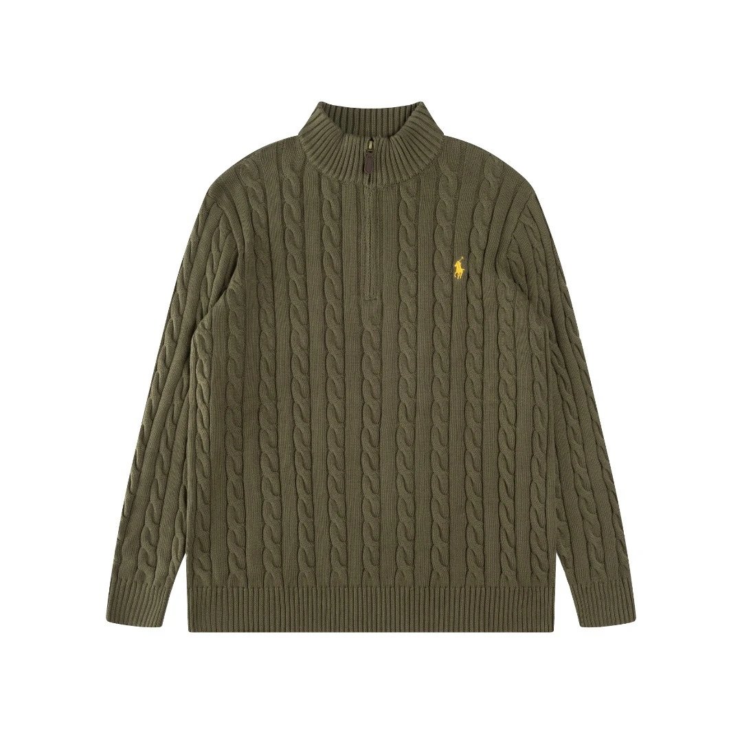 Ralph Lauren Cable Knit Half-Zip Sweater Black - 35
