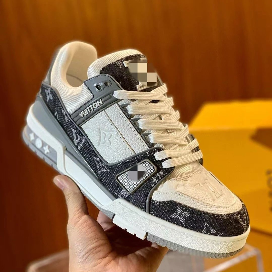 Louis Vuitton Trainer White Black Monogram Sneakers