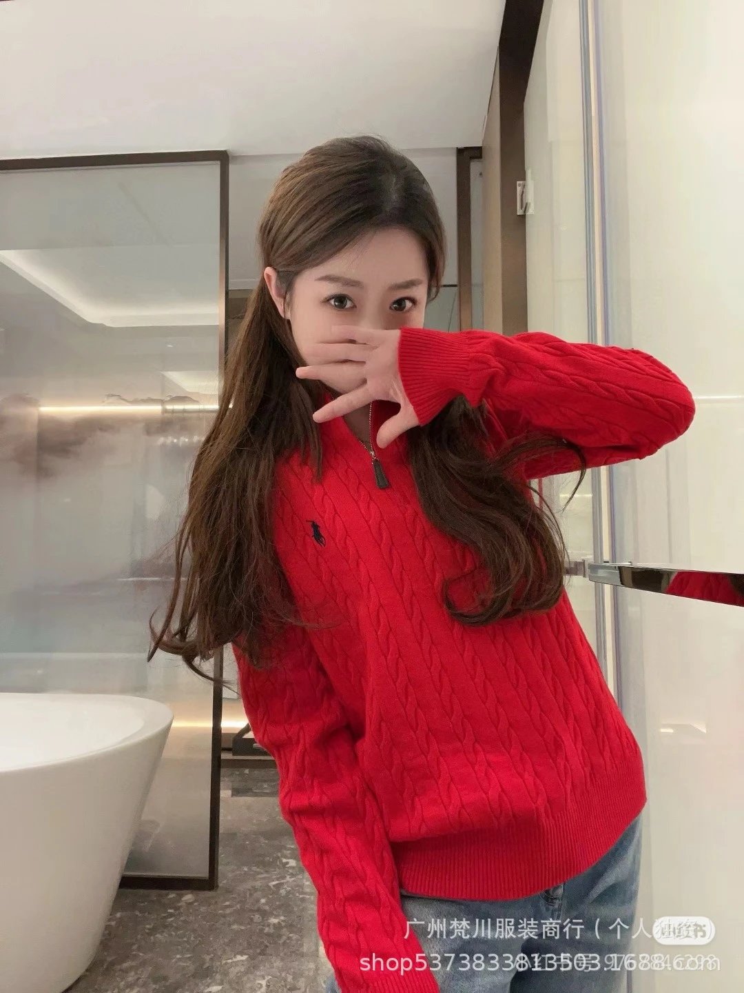 Ralph Lauren Cable Knit Half-Zip Sweater Black - 25