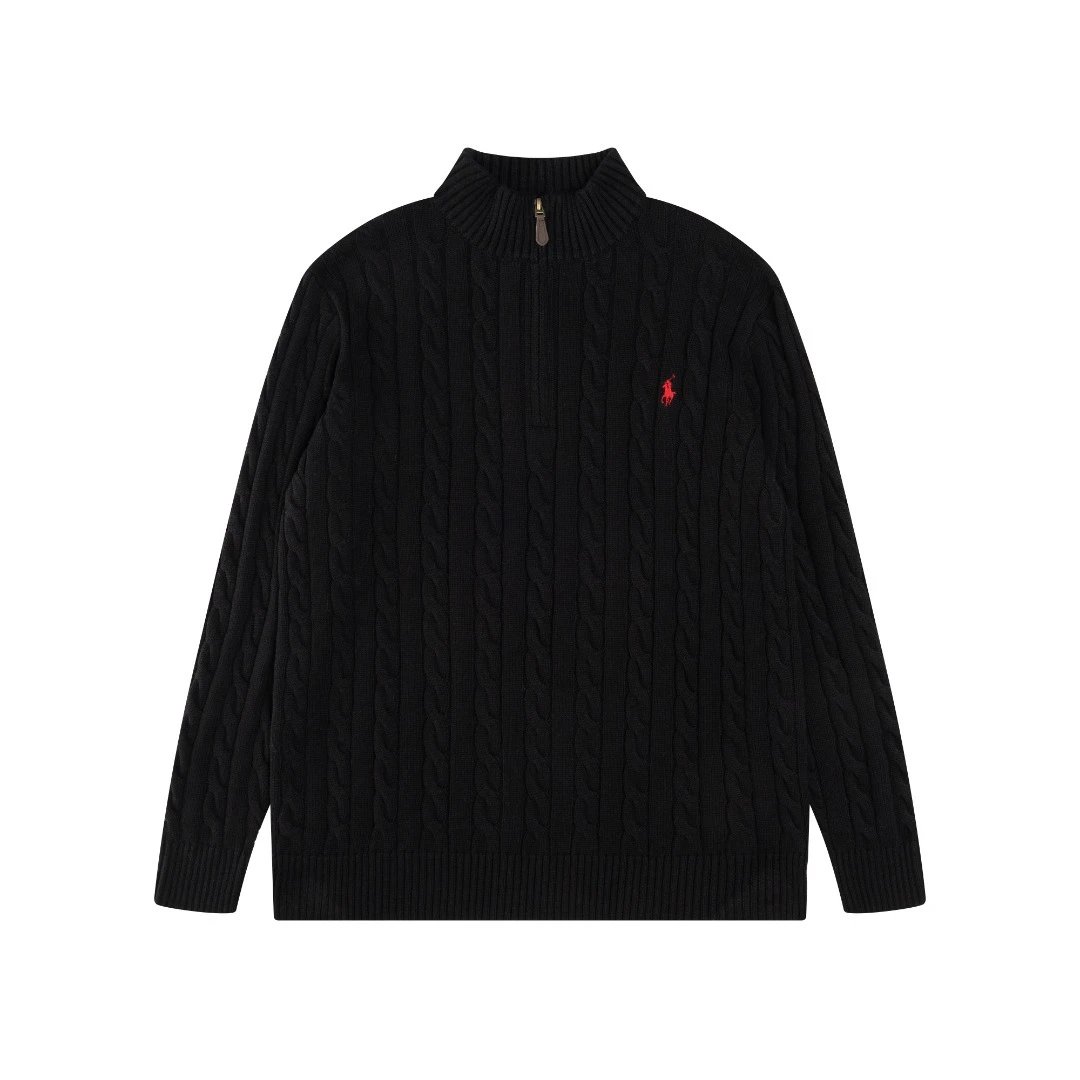 Ralph Lauren Cable Knit Half-Zip Sweater Black - 43