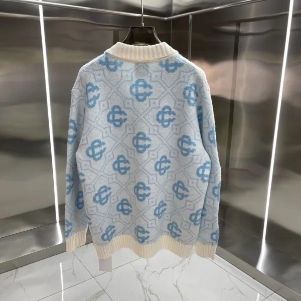 Off-White Diamond Pattern Knit Zip-Up Cardigan Beige - 8