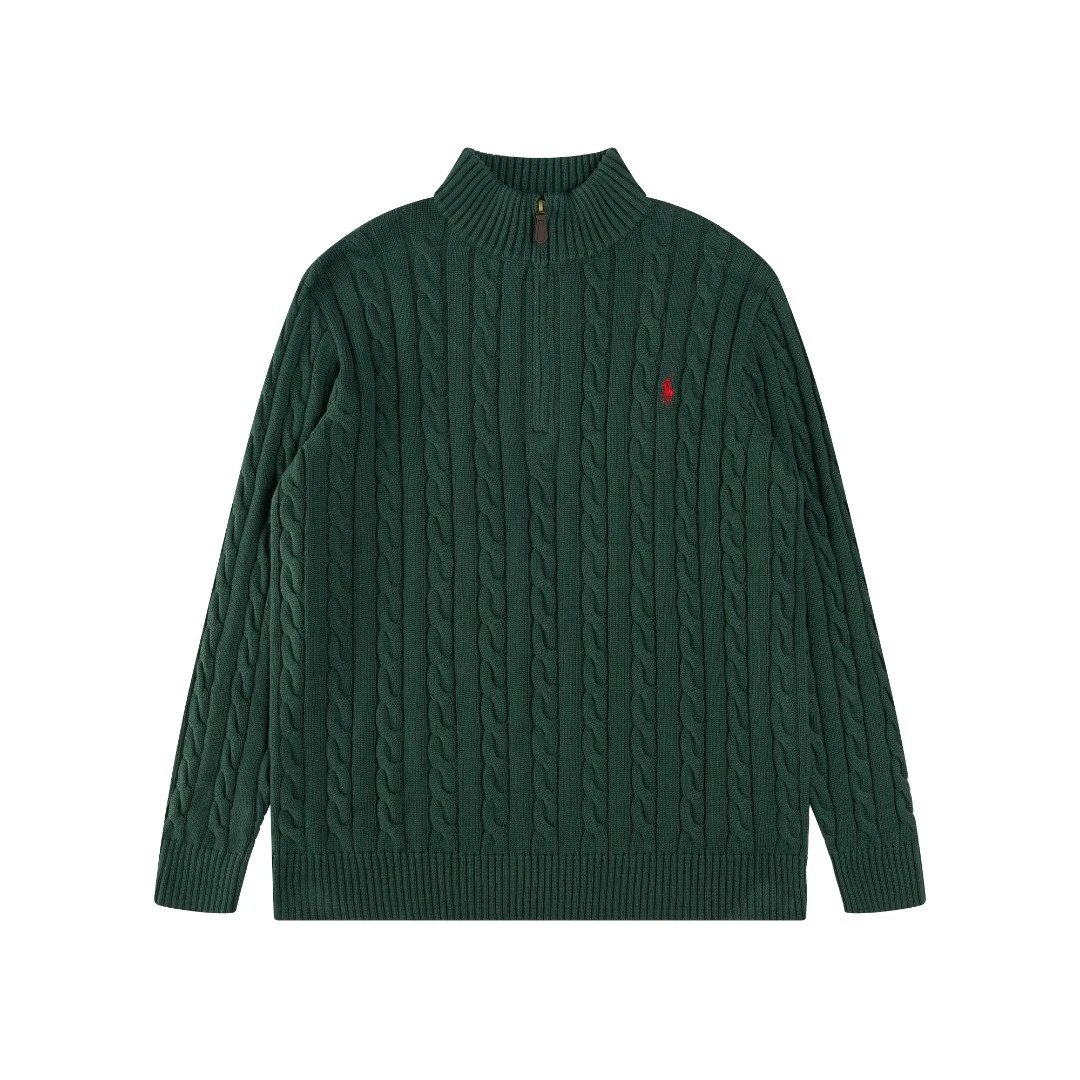 Ralph Lauren Cable Knit Half-Zip Sweater Black - 39