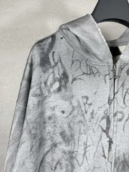 Off-White x BFC 88 Graffiti Print Blue Zip-Up Hoodie - 6
