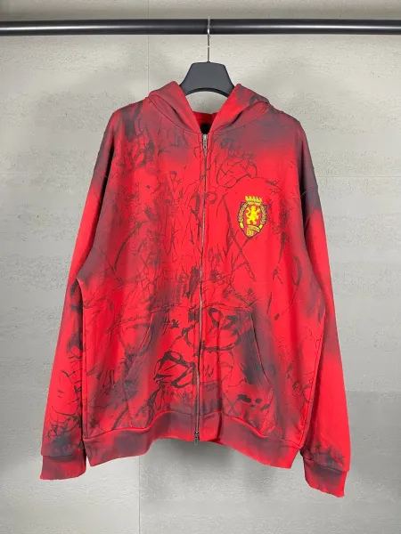 Off-White x BFC 88 Graffiti Print Blue Zip-Up Hoodie - 14