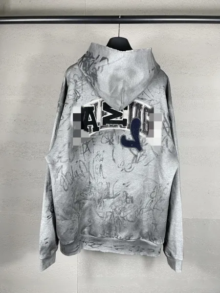 Off-White x BFC 88 Graffiti Print Blue Zip-Up Hoodie - 5