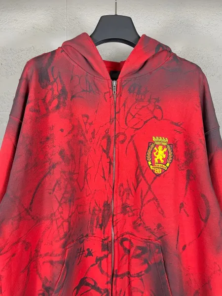 Off-White x BFC 88 Graffiti Print Blue Zip-Up Hoodie - 16