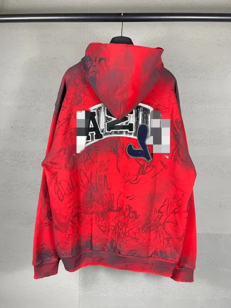 Off-White x BFC 88 Graffiti Print Blue Zip-Up Hoodie - 15