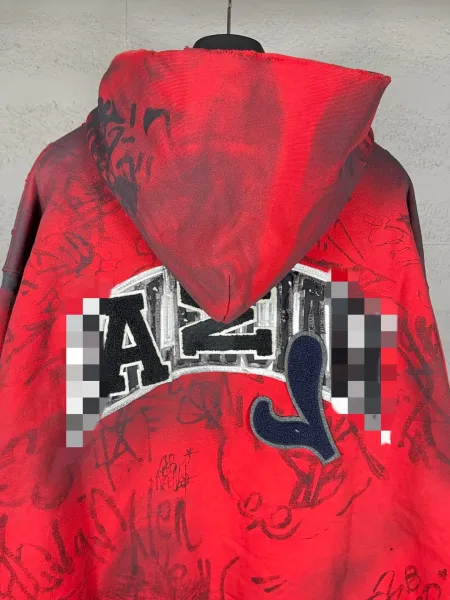 Off-White x BFC 88 Graffiti Print Blue Zip-Up Hoodie - 17
