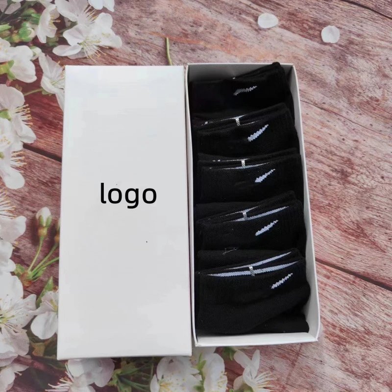 Short Tube 5 Pairs Black