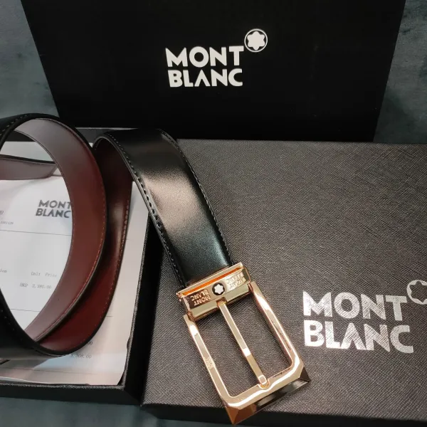Montblanc Meisterstück Reversible Leather Belt Black/Brown with Rose Gold Buckle - 1