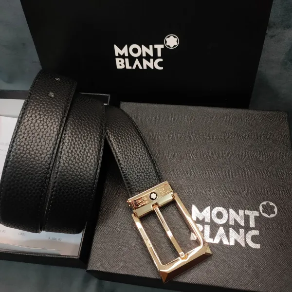 Montblanc Meisterstück Leather Belt Black Gold-Tone Buckle - 1