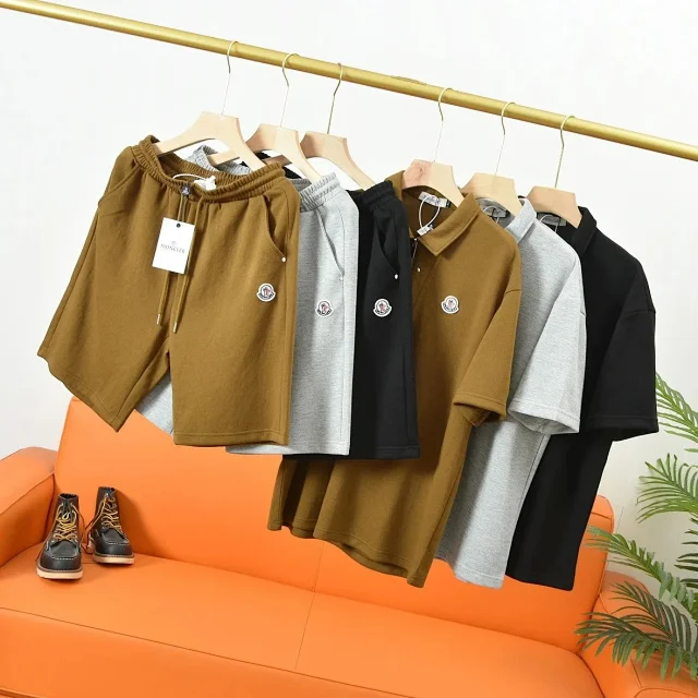 Moncler Matching Sets Short-Sleeve Half-Zip Polo and Drawstring Shorts Set product detail image 1