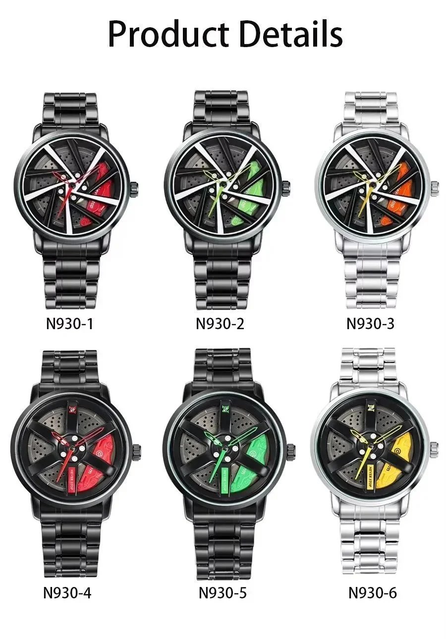 Unbranded Watches Wheel Rim Dial Stainless Steel Watch image 2
