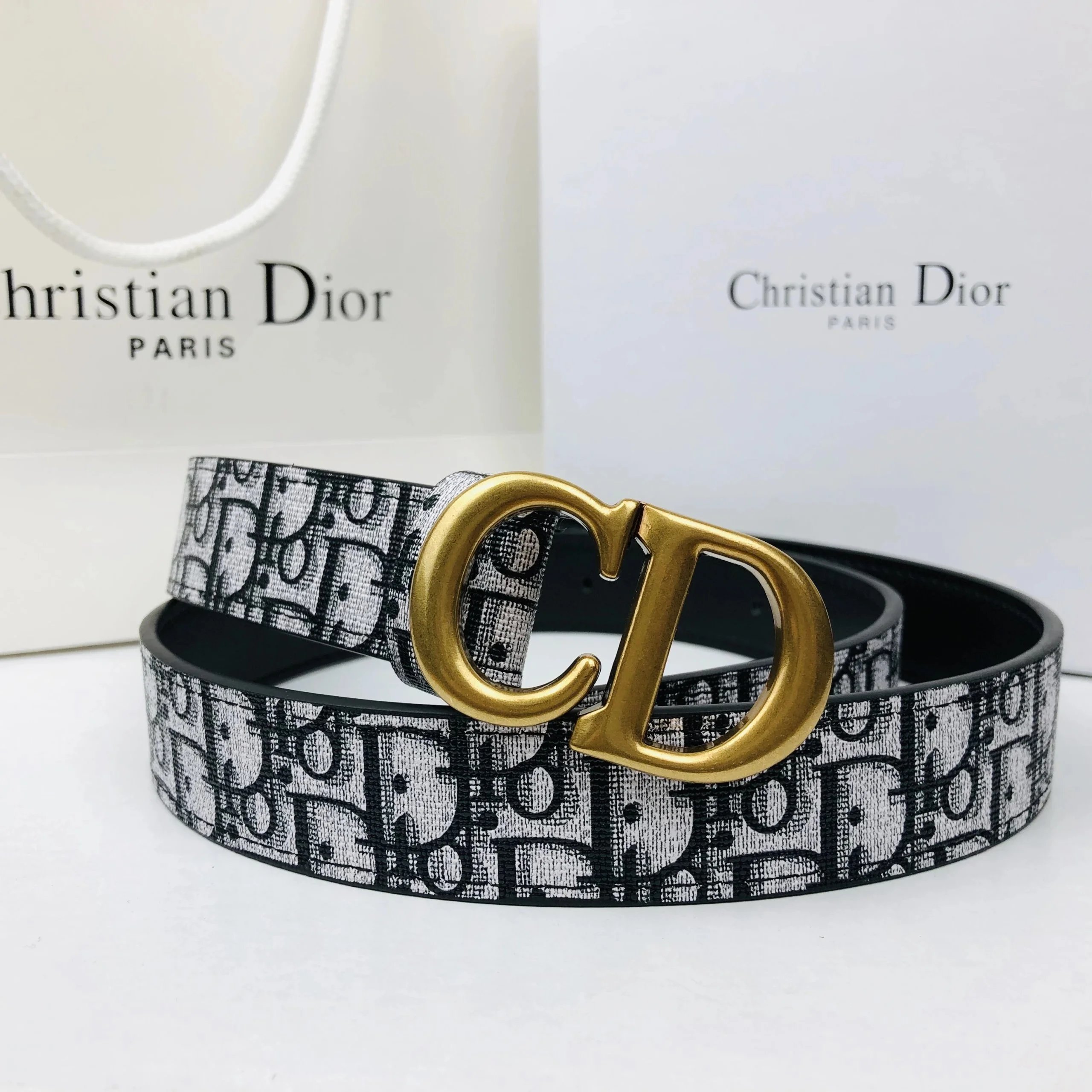 Christian Dior Belts CD Buckle Oblique Monogram Belt — 01