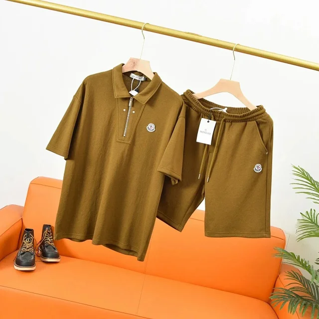 Moncler Matching Sets Short-Sleeve Half-Zip Polo and Drawstring Shorts Set product detail image 2
