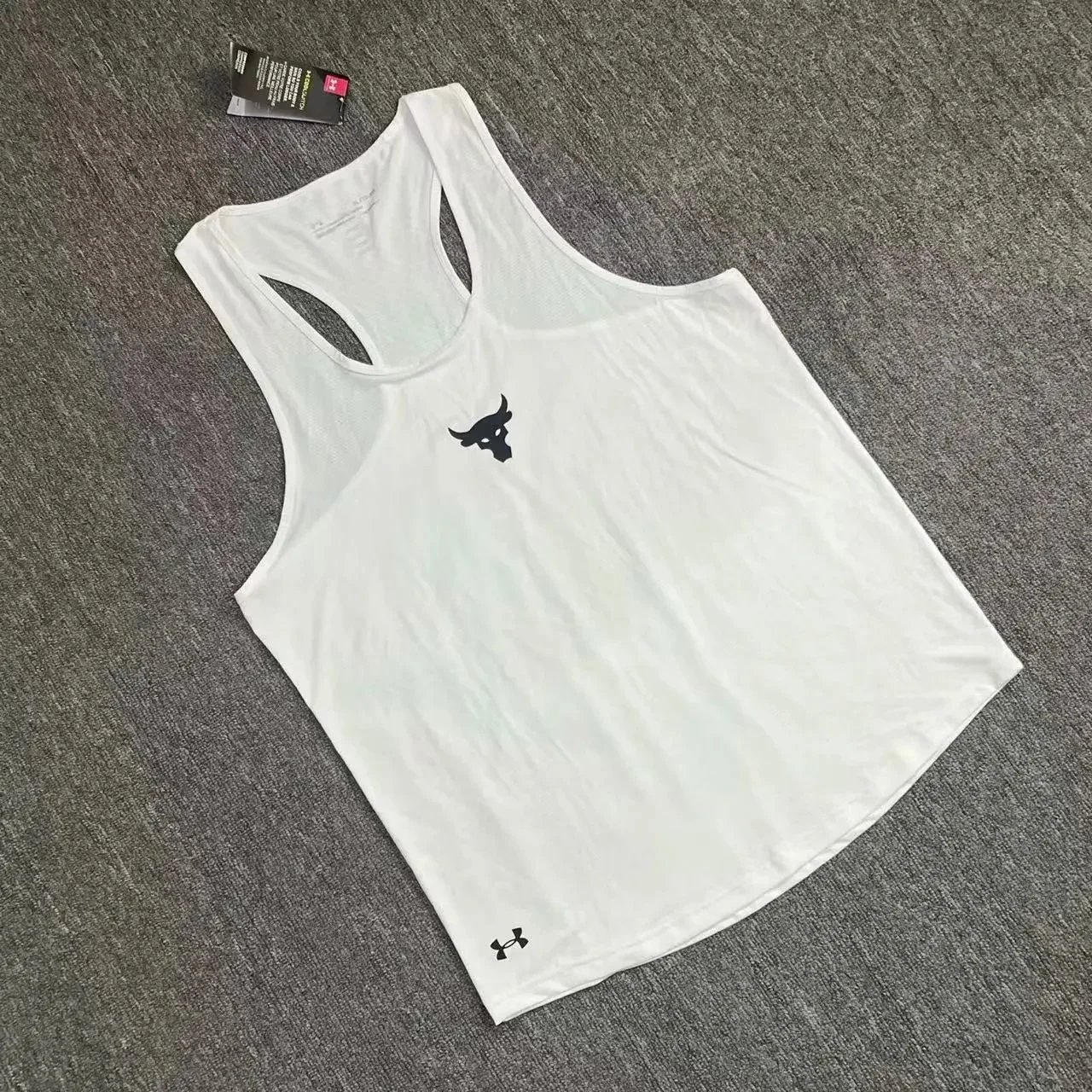 Under Armour Jackets Hooded zip-up windbreaker — White fitted tank top