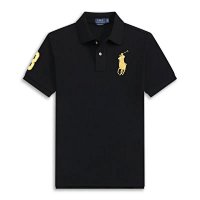 POLO black with a large yellow label