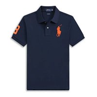 POLO navy blue with a large orange logo