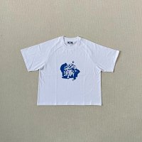 Blue letters/white