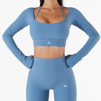Smog Blue Ribbed Top