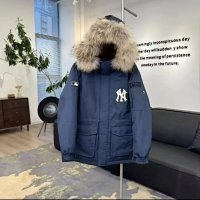 MLB large fur collar-navy blue