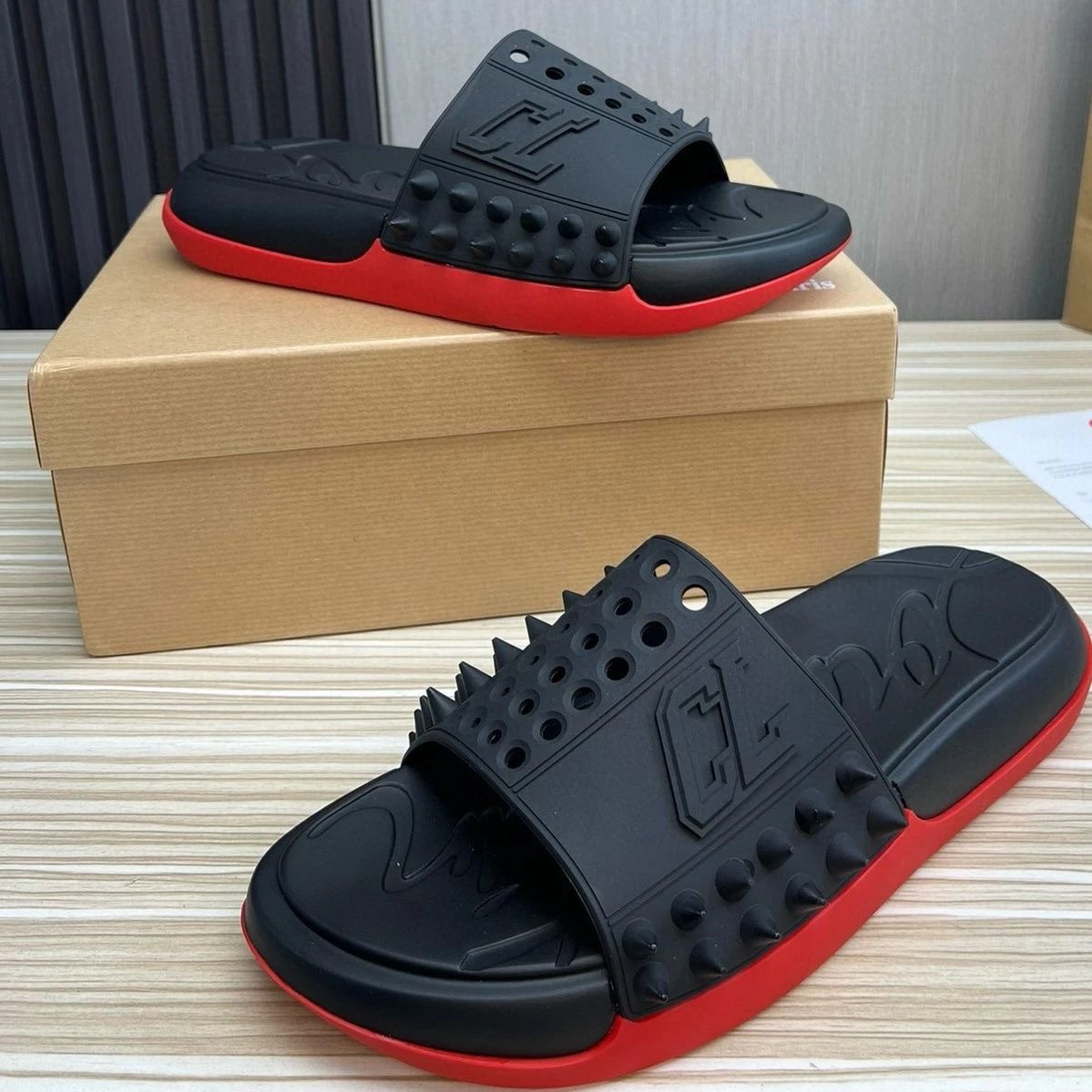Christian Louboutin Slippers Spiked Perforated Slide image 1