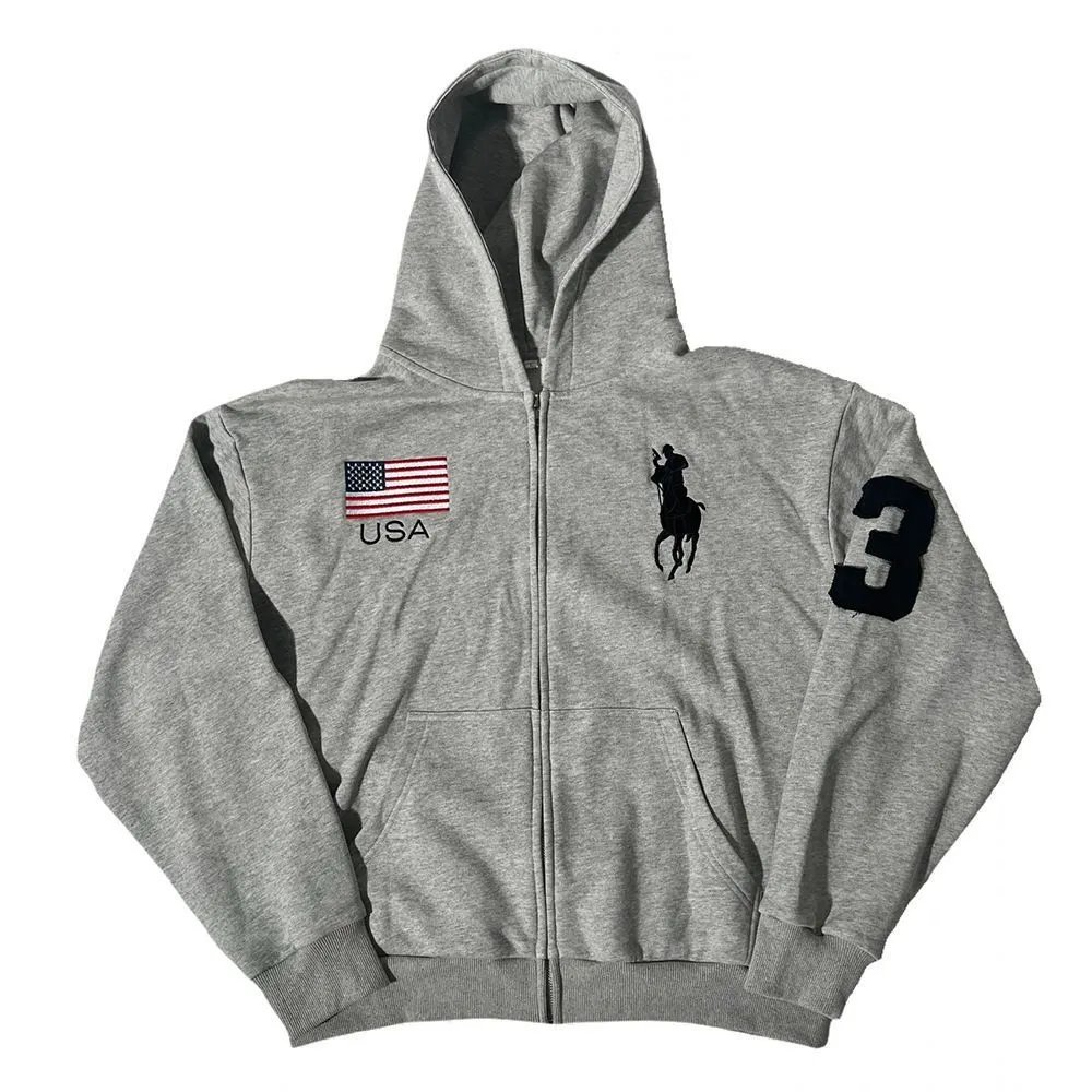 【 DX19 】 Embroidered Zipper Hoodie Long Sleeve Hoodie Coat