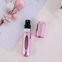 5 ml; 5ml bright pink refillable perfume bottle; anodized aluminum