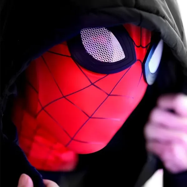 Design Spider-Man Inspired Full Face Mask with Reflective Lenses Red and Black Accessories - 2