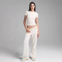 Floral print round-neck short sleeves