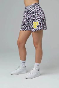White background with purple leopard print