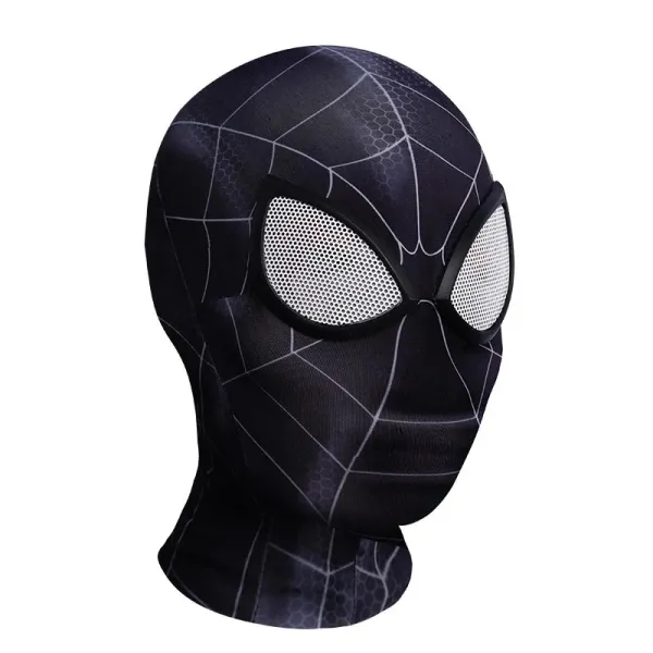 Design Spider-Man Black Suit Mask with Web Pattern and Mesh Eyes Accessories - 1