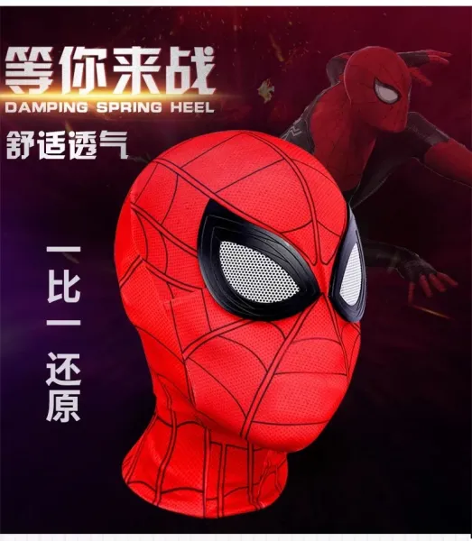 Design Spider-Man Inspired Full Face Mask with Reflective Lenses Red and Black Accessories - 4