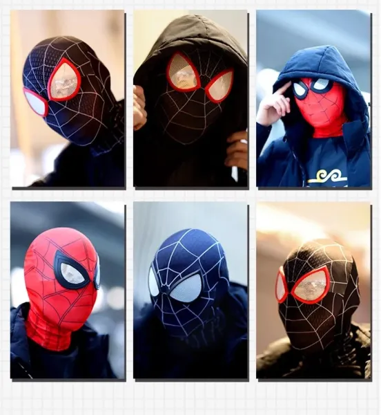 Design Spider-Man Inspired Full Face Mask with Reflective Lenses Red and Black Accessories - 6