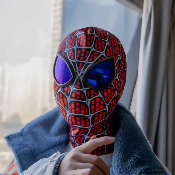 Design Spider-Man Inspired Full Face Mask with Reflective Lenses Red and Black Accessories - 1