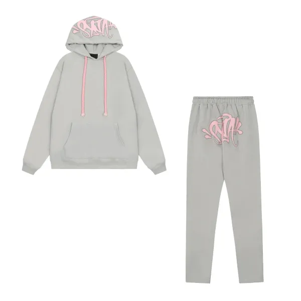 SKA x Streetwear Hoodie and Sweatpants Set Gray Pink - 1