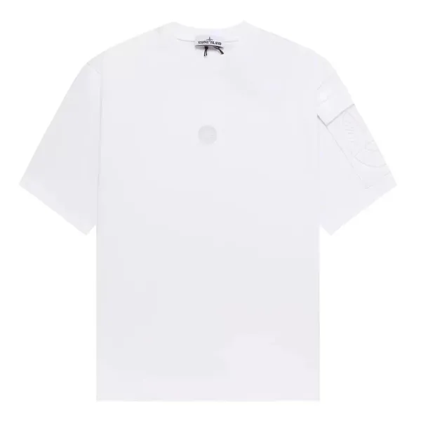 Stone Island White Logo-Embroidered T-Shirt - 1