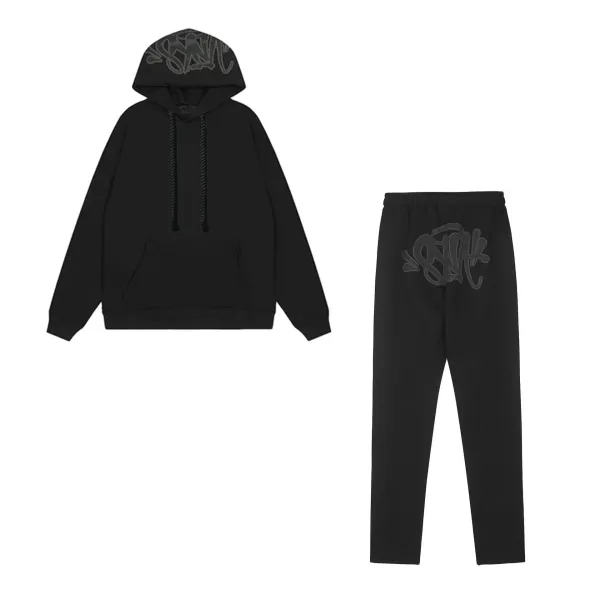 SSENSE x Unknown Graffiti Logo Black Hoodie and Sweatpants Set - 1