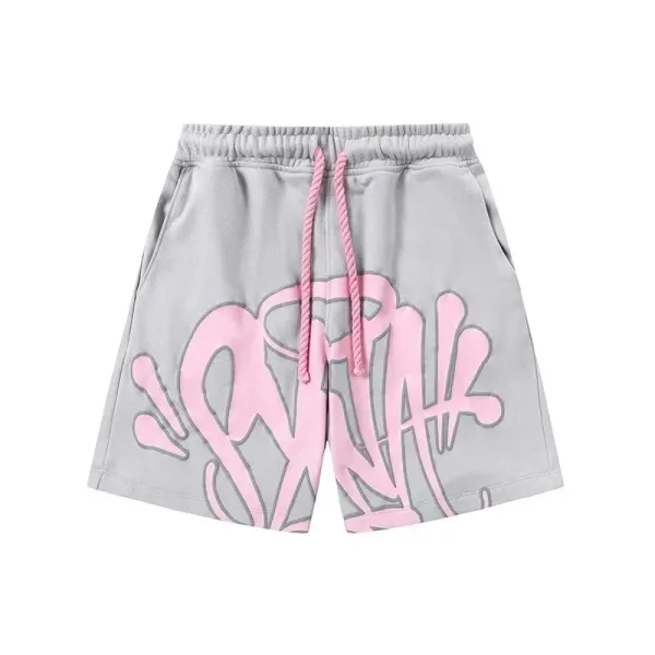 Off-White Graffiti Print Sweatshorts Gray Pink - 1