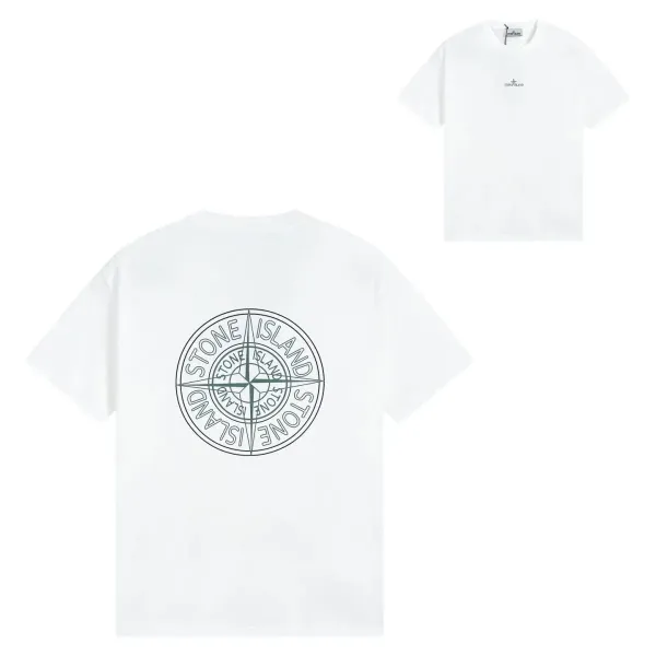 Stone Island Compass Logo White T-Shirt - 1