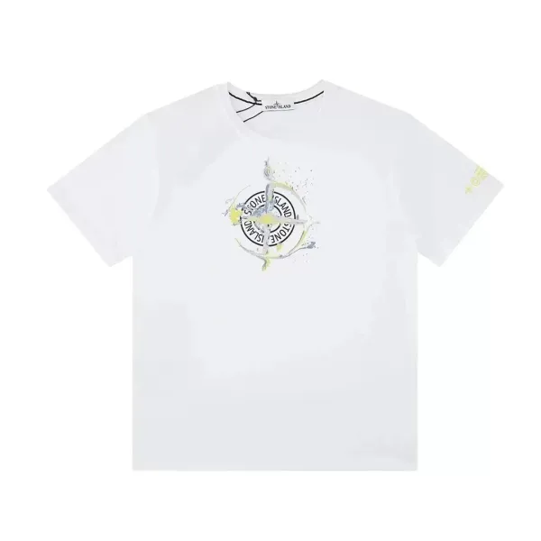Stone Island Compass Print White T-Shirt - 1