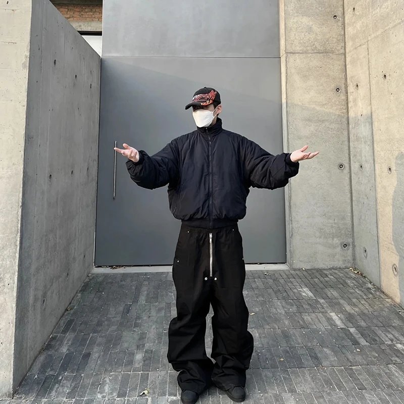 Black Oversized Puffer Jacket and Pants Set
