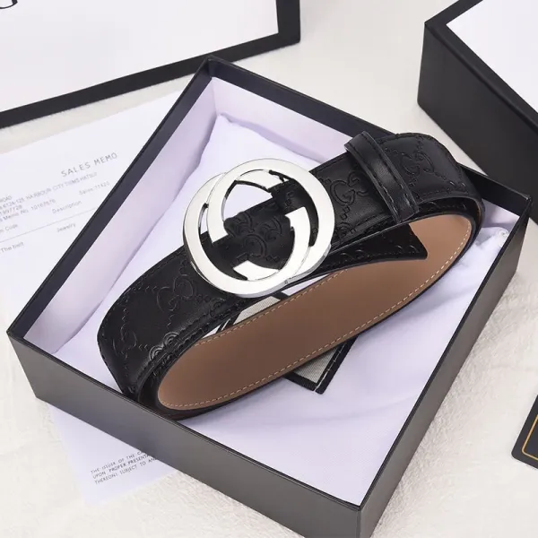Gucci GG Marmont Leather Belt Black with Gold-Tone Interlocking G Buckle - 3