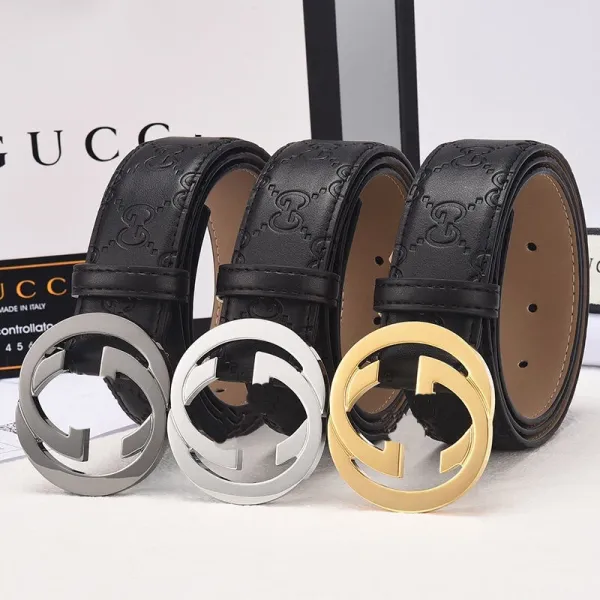 Gucci GG Marmont Leather Belt Black with Gold-Tone Interlocking G Buckle - 4