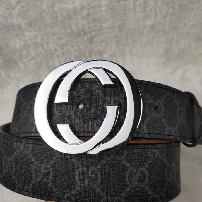 Gucci Interlocking G Belt Black GG Supreme Canvas Belt
