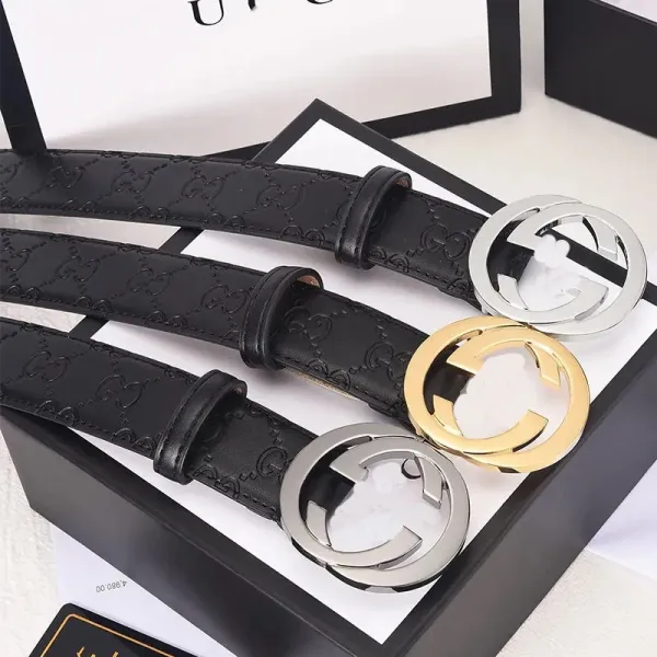 Gucci GG Marmont Leather Belt Black with Gold-Tone Interlocking G Buckle - 2