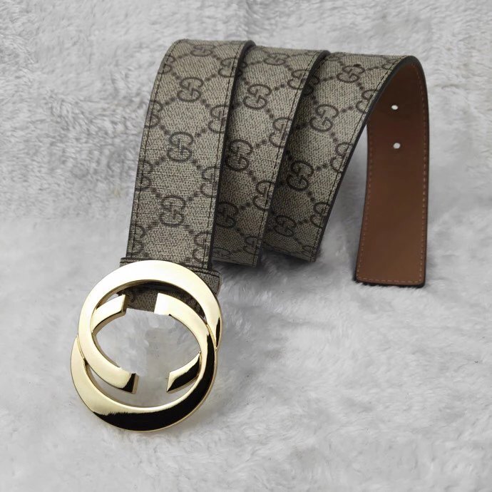 Gucci Interlocking G Belt Beige Canvas with Gold-Tone Buckle